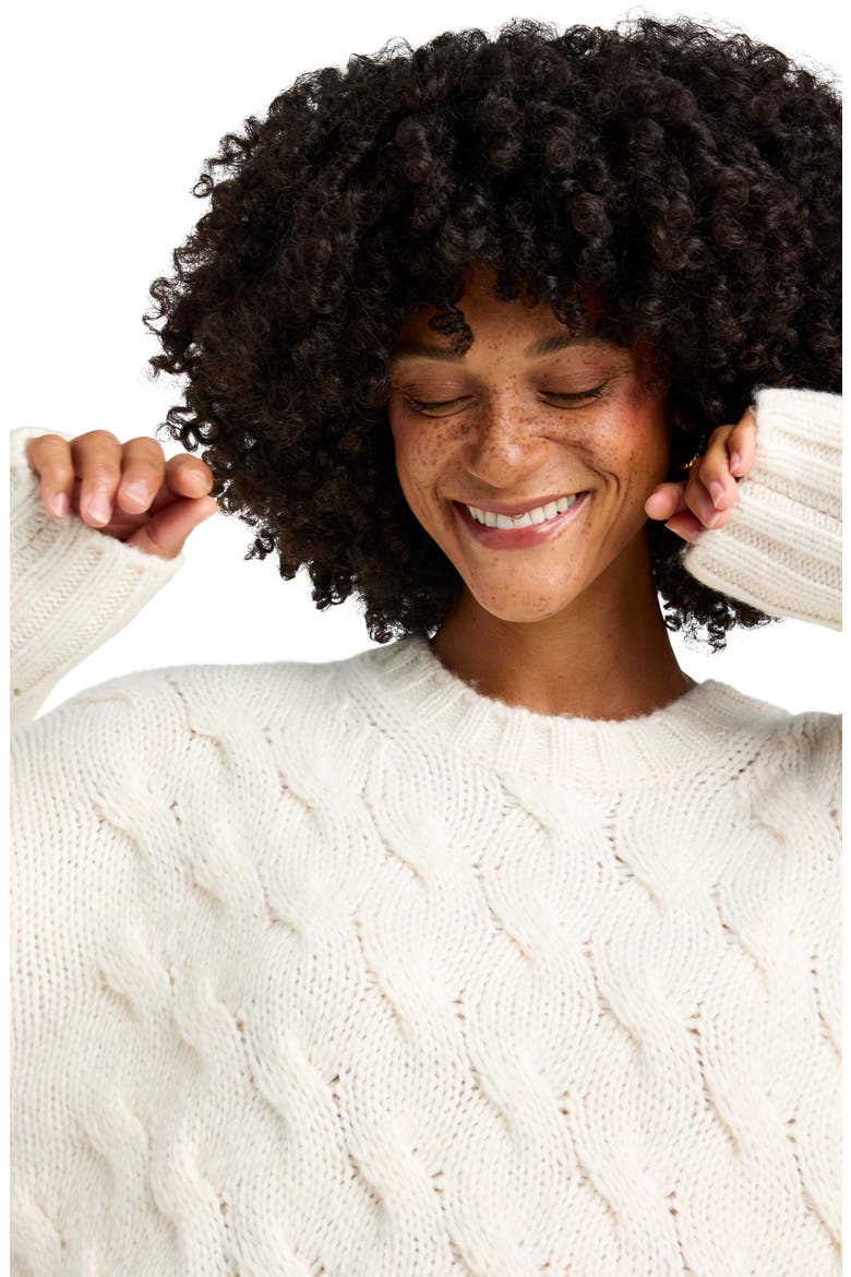 Maeve Cable Knit Sweater, Alternate, color, SNOW
