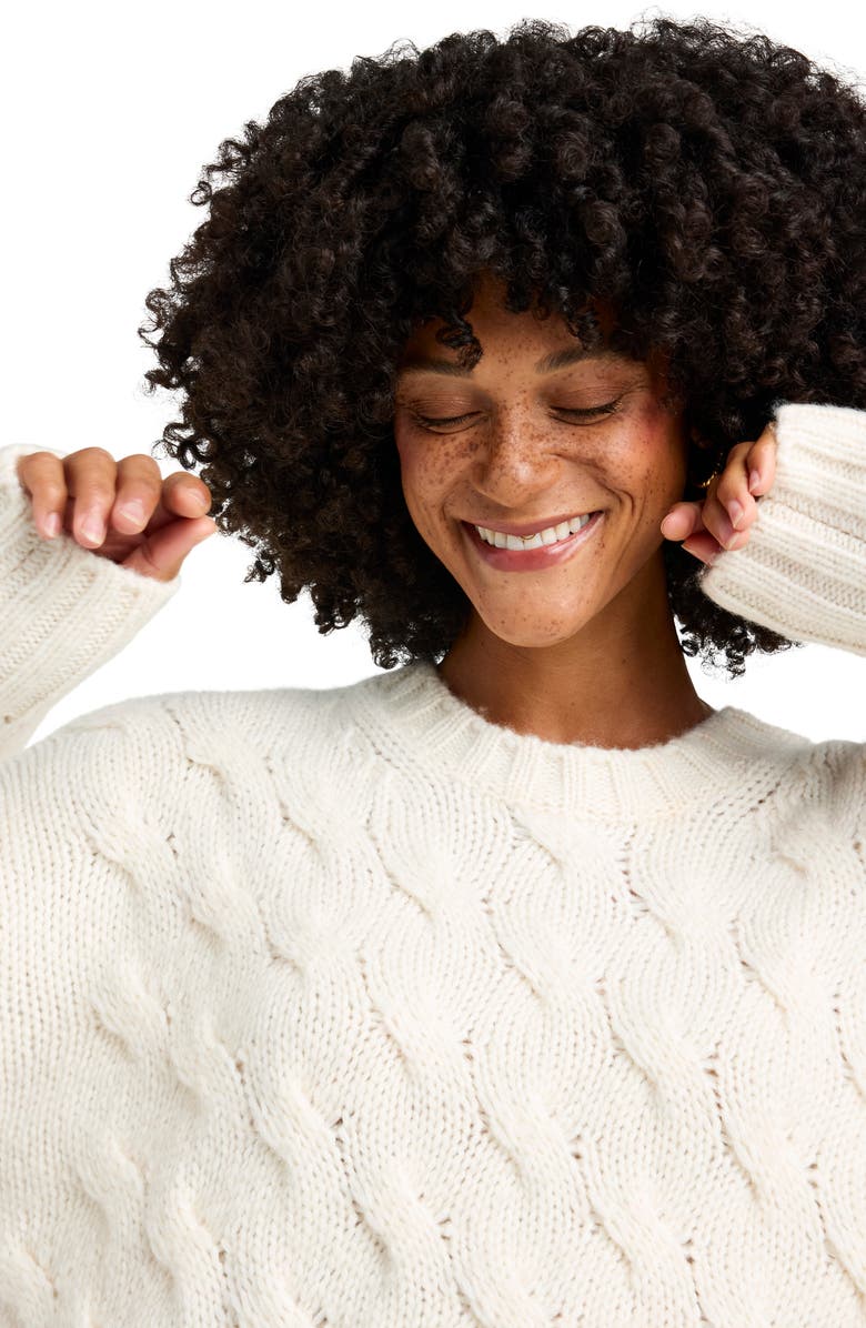 Splendid Maeve Cable Knit Sweater, Alternate, color, Snow
