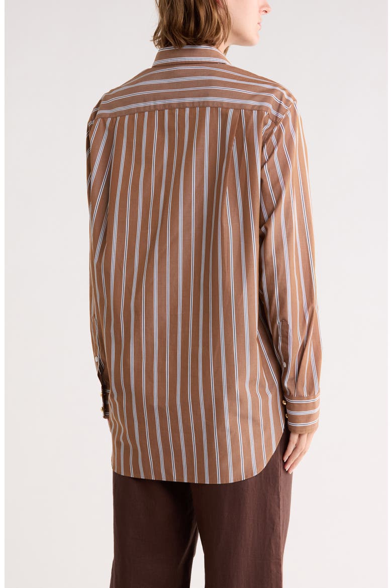 Monty Stripe Button-Up Shirt, Alternate, color, CARAMEL