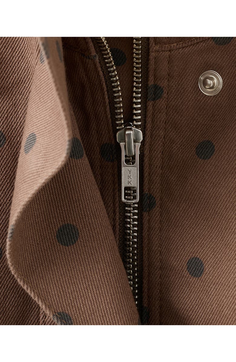 MANGO Cazadora Dot Print Denim Bomber Jacket, Alternate, color, Chocolate