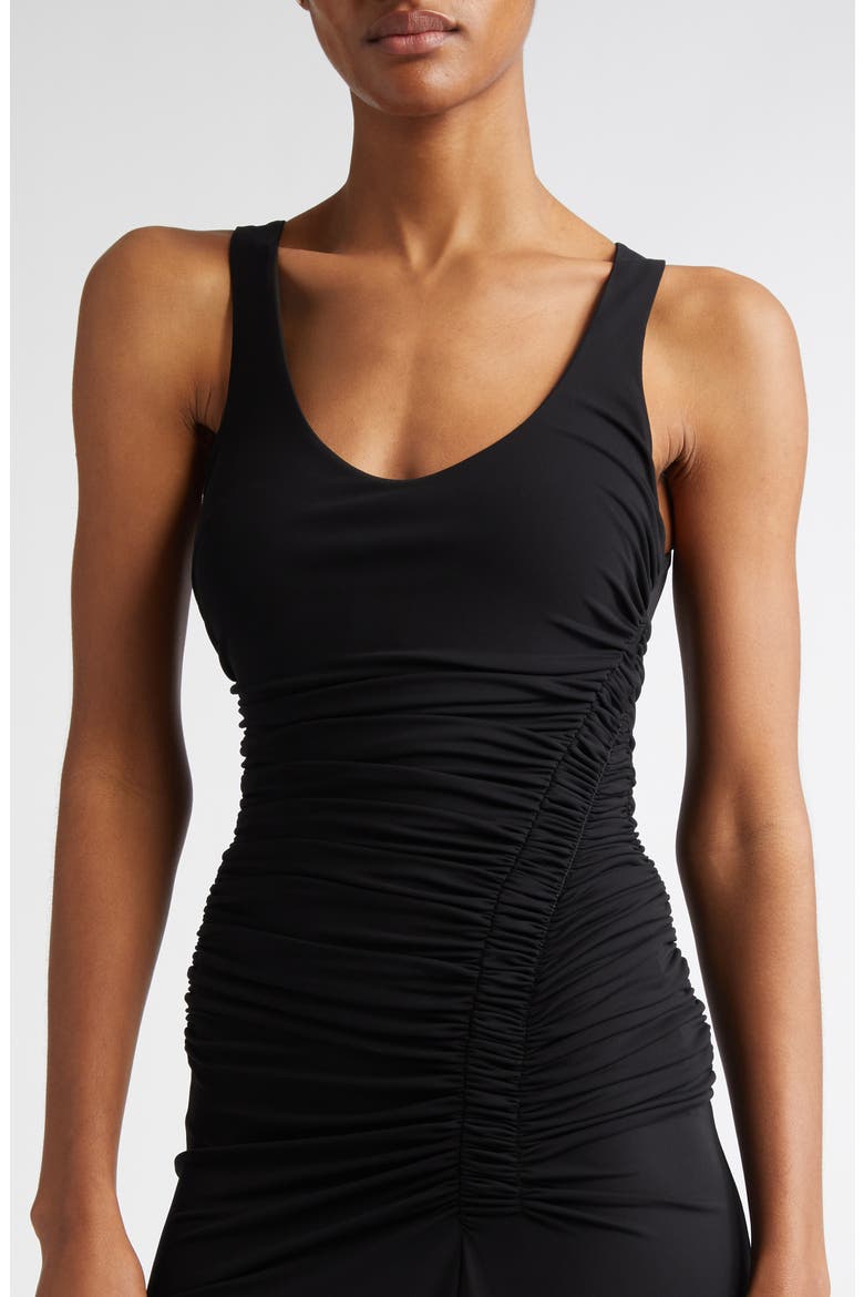 Ruched Jersey Sleeveless Gown, Alternate, color, BLACK