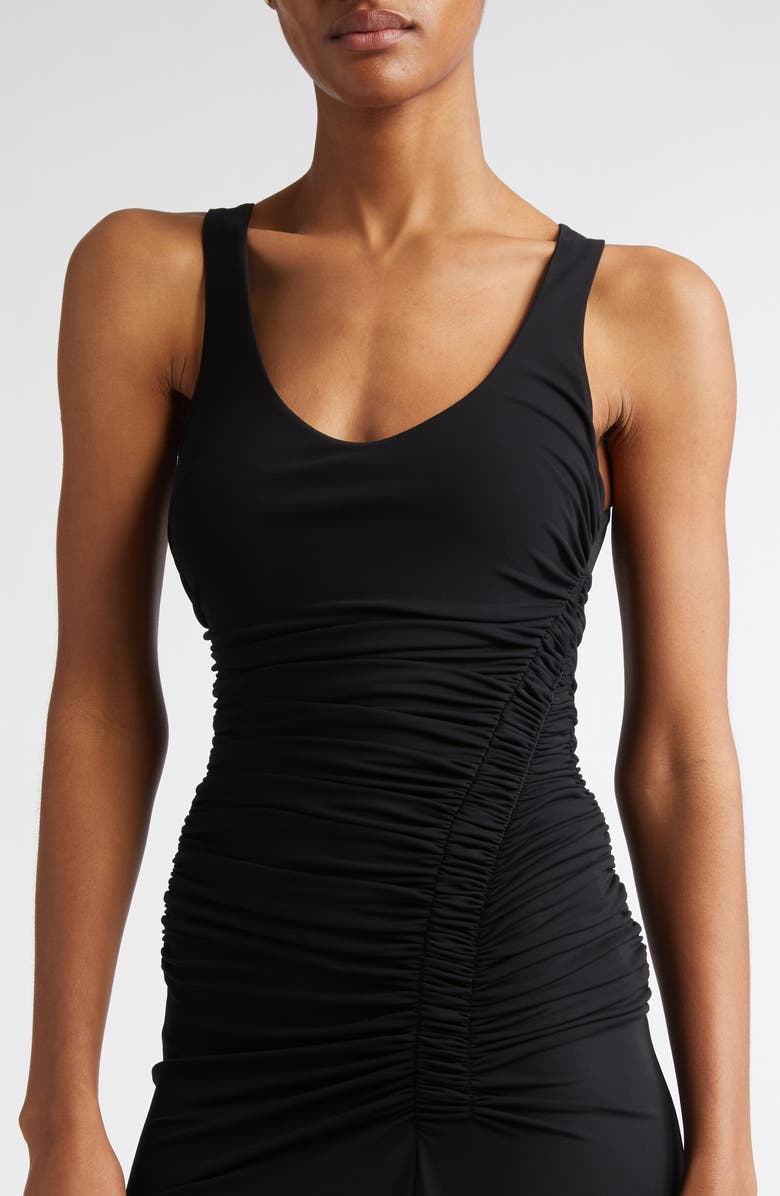 Michael Kors Collection Ruched Jersey Sleeveless Gown, Alternate, color, Black