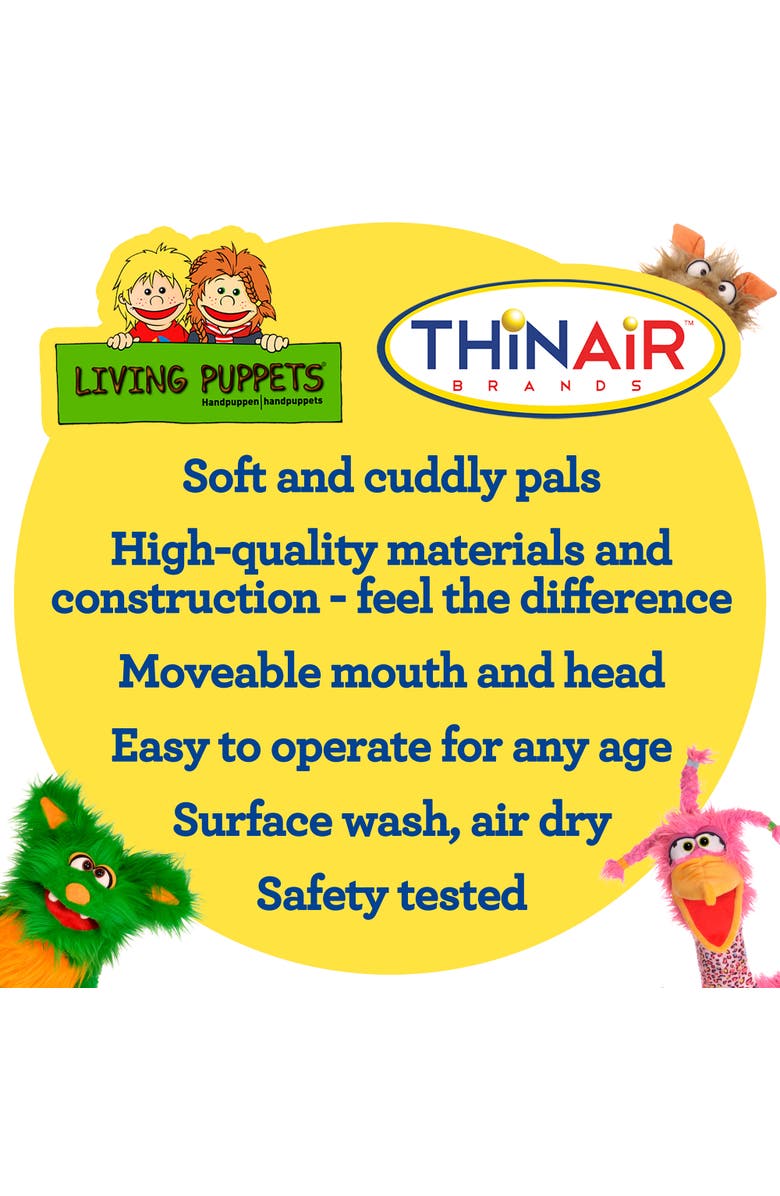 Living Puppets Sassy The Yellow Friendly Monster 14 Inch Plush Hand Puppet, Alternate, color, Yellow