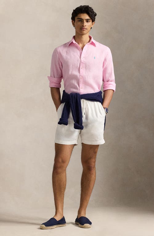 Polo Ralph Lauren Classic Fit Solid Pink Linen Button-down Shirt In Carmel Pink