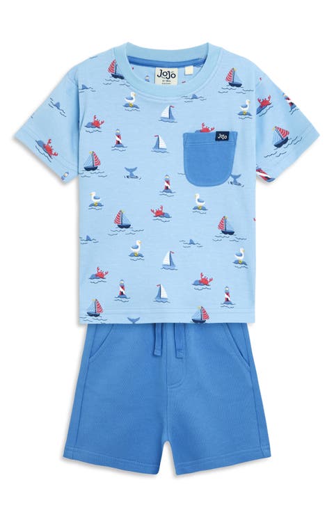 Boat Print Cotton T-Shirt & Shorts Set (Baby)