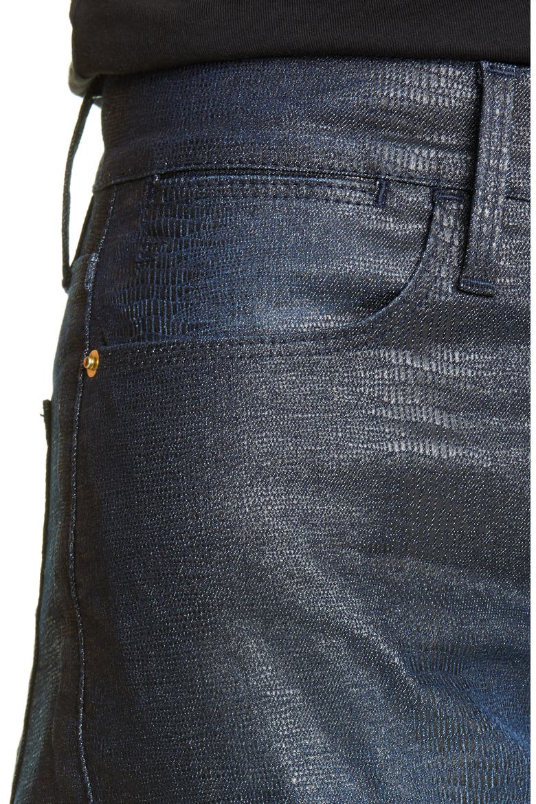 Le High Lizard Coated Straight Leg Jeans, Alternate, color, INDIGO LIZARD