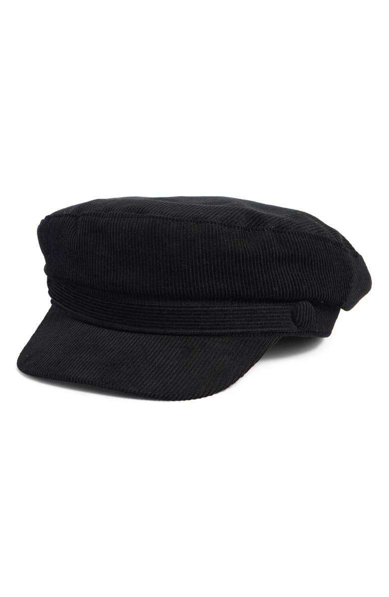 Melrose and Market Corduroy Newsboy Cap, Main, color, Black
