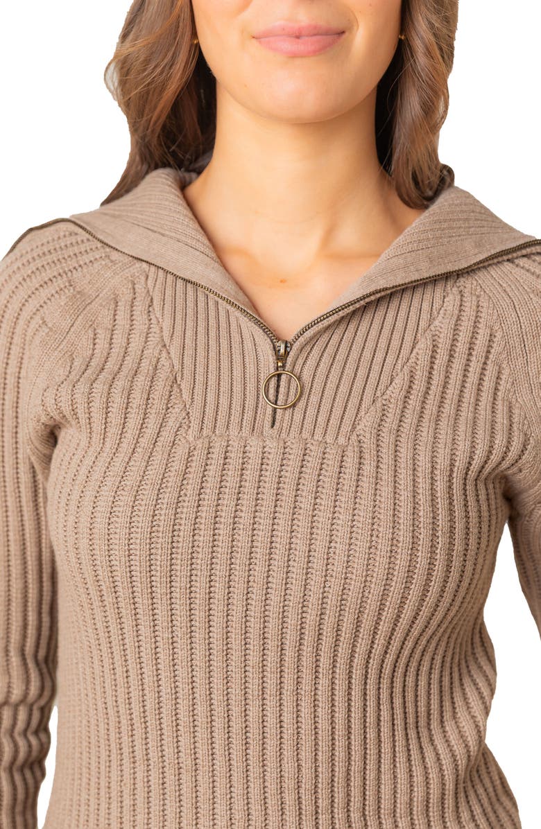 Hope & Henry Organic Raglan Half Zip Sweater, Alternate, color, Taupe Heather