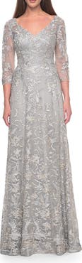 La Femme Beautiful Lace A-line Mother of the Bride Dress