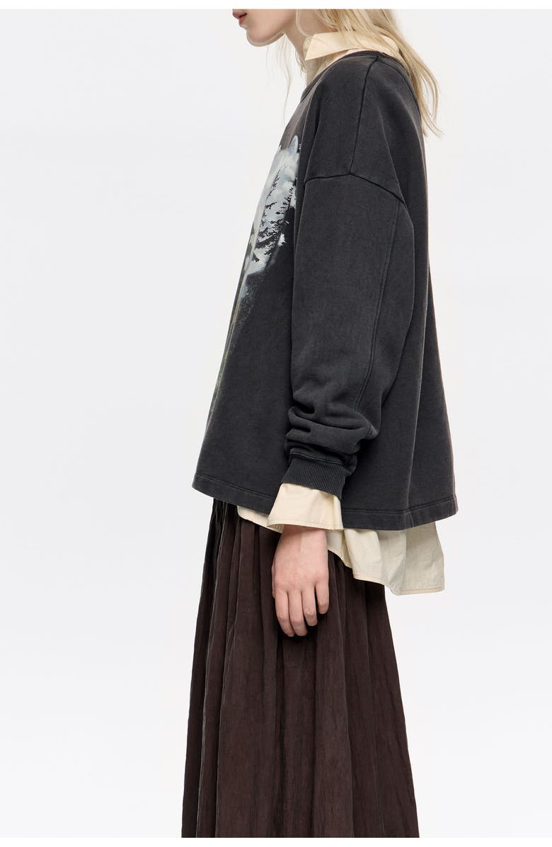 Bimba y Lola Long Wolves Logo Sweatshirt, Alternate, color, Washed Black