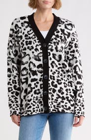 DKNY Leopard Jacquard Cardigan