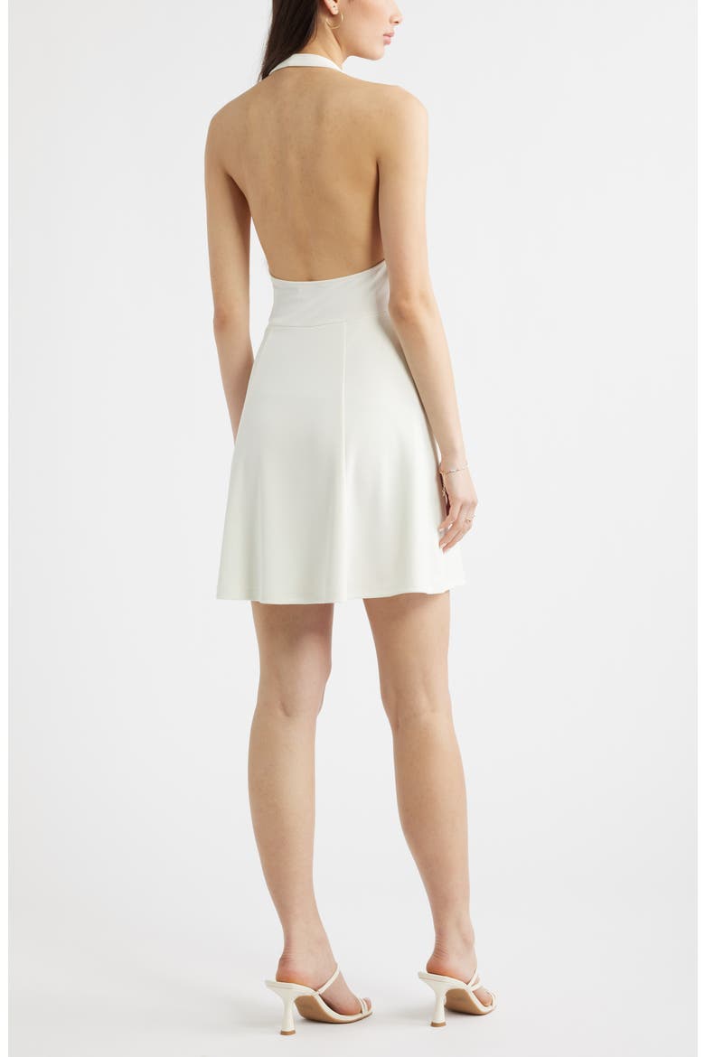 Shirred Halter Minidress, Alternate, color, IVORY