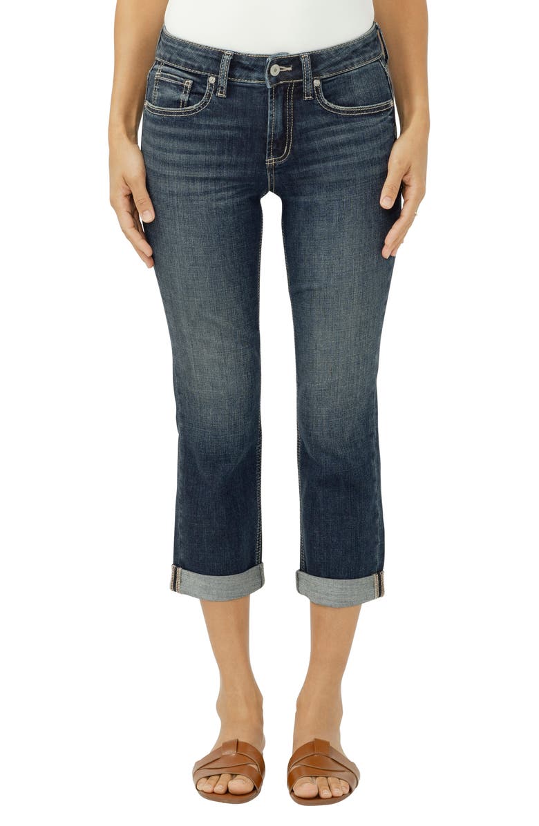 Silver Jeans Co. Suki Americana Curvy Mid Rise Capri Jeans, Main, color, Dreamscape