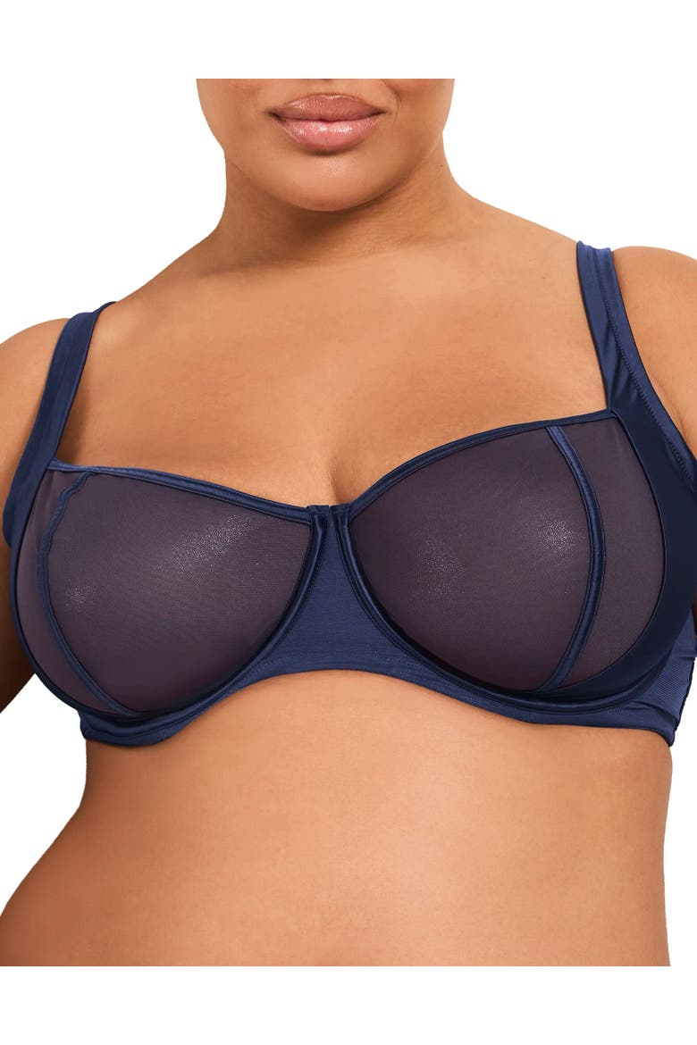Elen Unlined Balconette Bra, Main, color, Dark blue