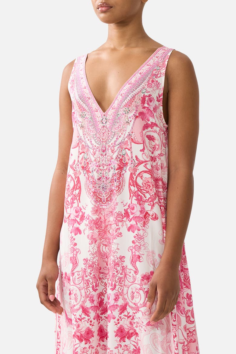 V Neck Flared Jumpsuit, Alternate, color, Livin La Vida Rosa