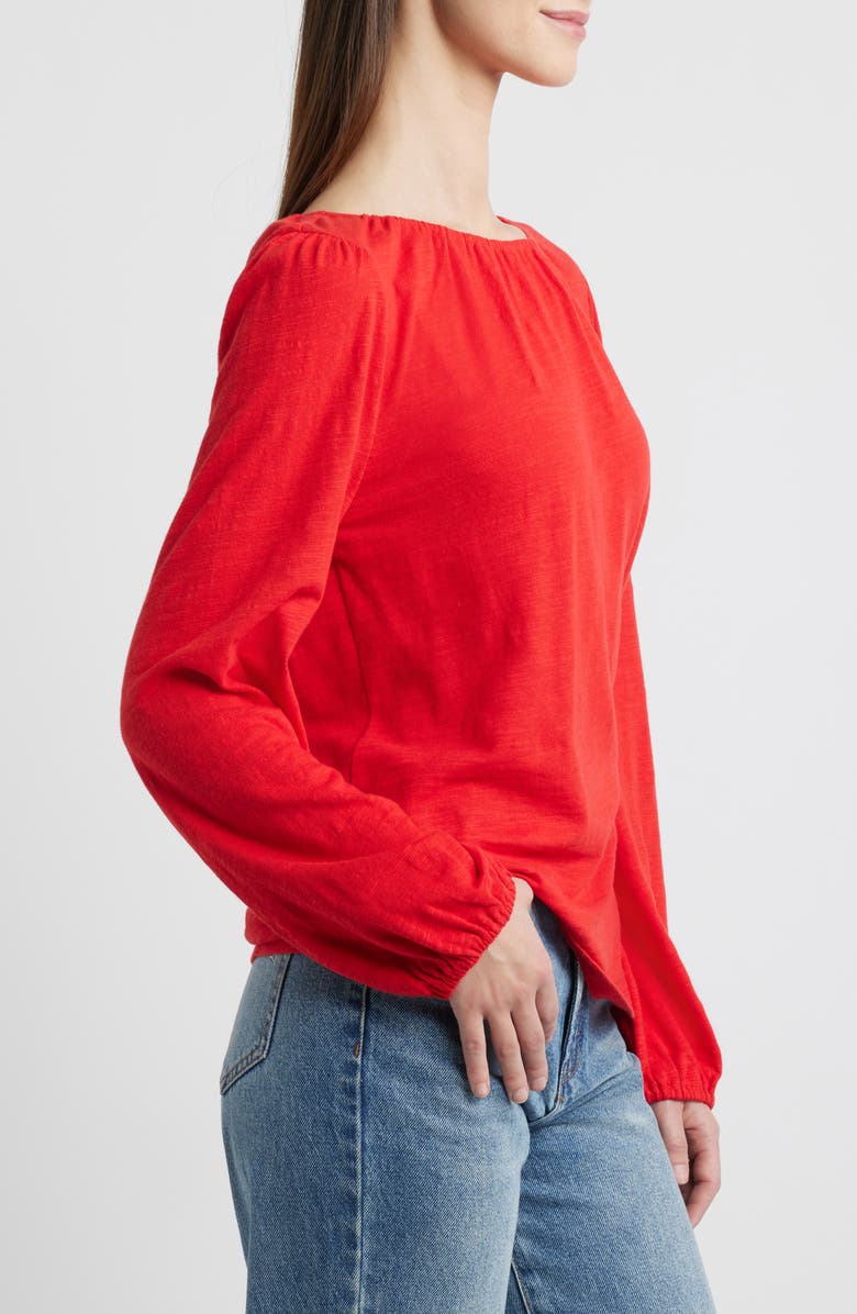 Caslon<sup>®</sup> Gathered Neck Top, Alternate, color, Red Goji