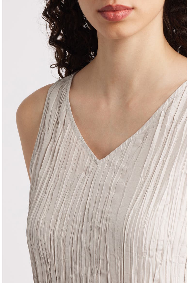 Pleated Silk Midi Dress, Alternate, color, CHALK