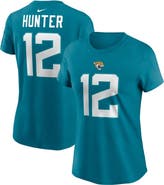 Nike Women's Nike Travis Hunter Teal Jacksonville Jaguars 2025 NFL Draft First Round Pick Name & Number T-Shirt