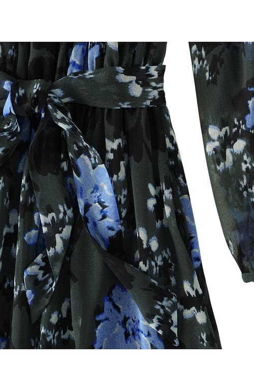 Lands' End Chiffon Tiered Long Sleeve Maxi Dress In Black