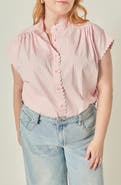 English Factory Ric Rac Scalloped Short Sleeve Cotton Blouse