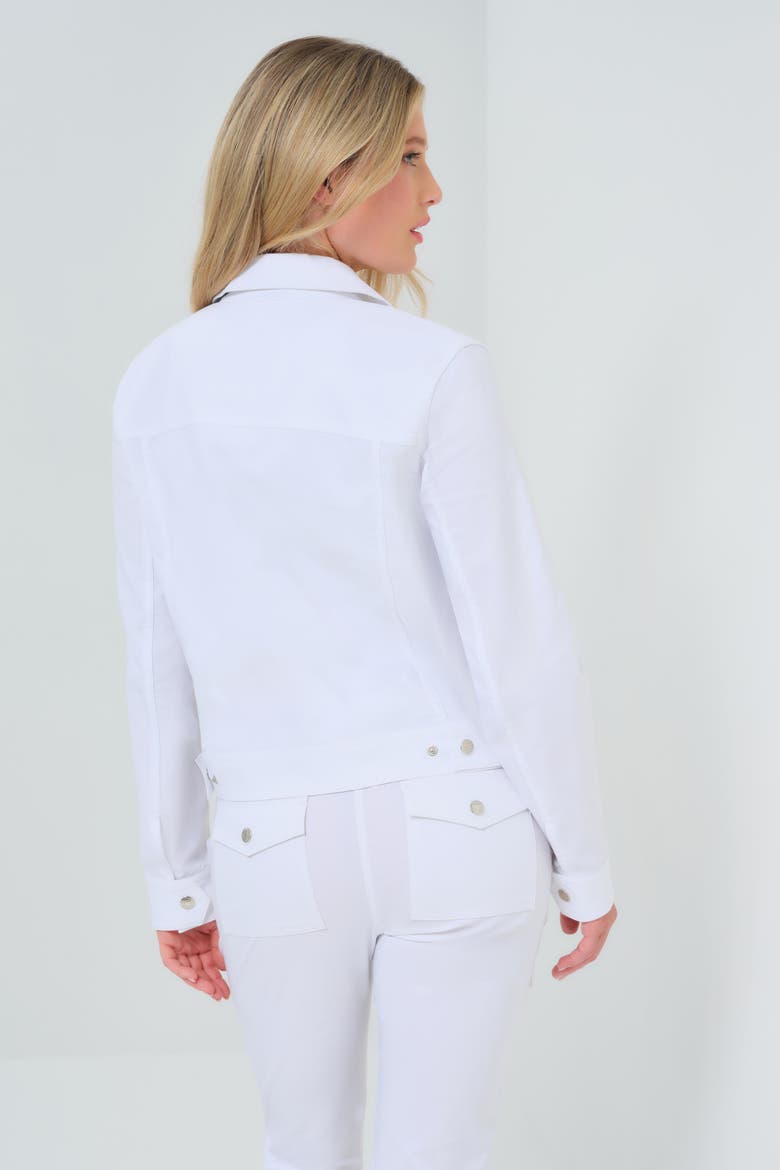 Delilah Performance Cotton Trucker Jacket, Alternate, color, White