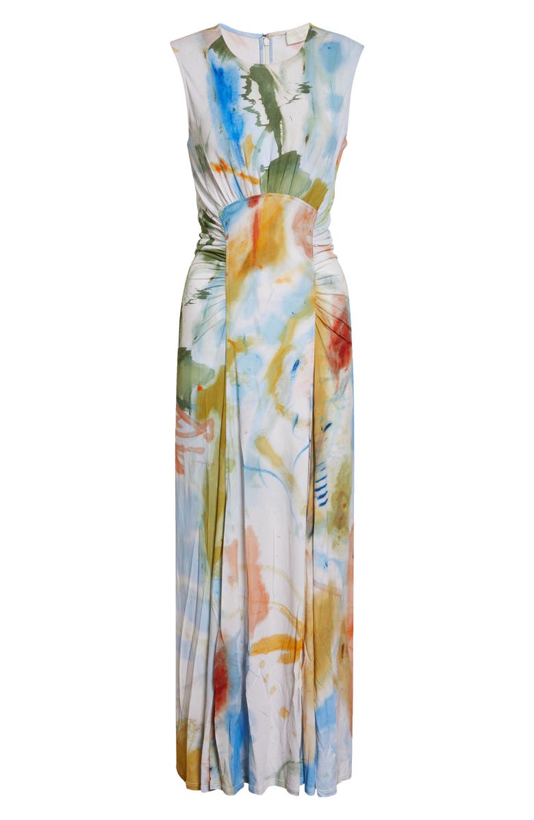 Ulla Johnson Lana Ruched Sleeveless Silk Maxi Dress, Main, color, Western Dream