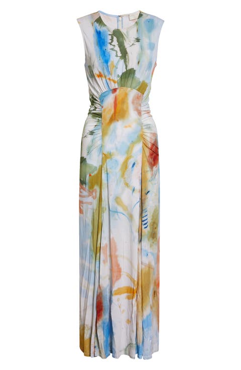 Lana Ruched Sleeveless Silk Maxi Dress