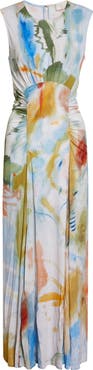 Ulla Johnson Lana Ruched Sleeveless Silk Maxi Dress