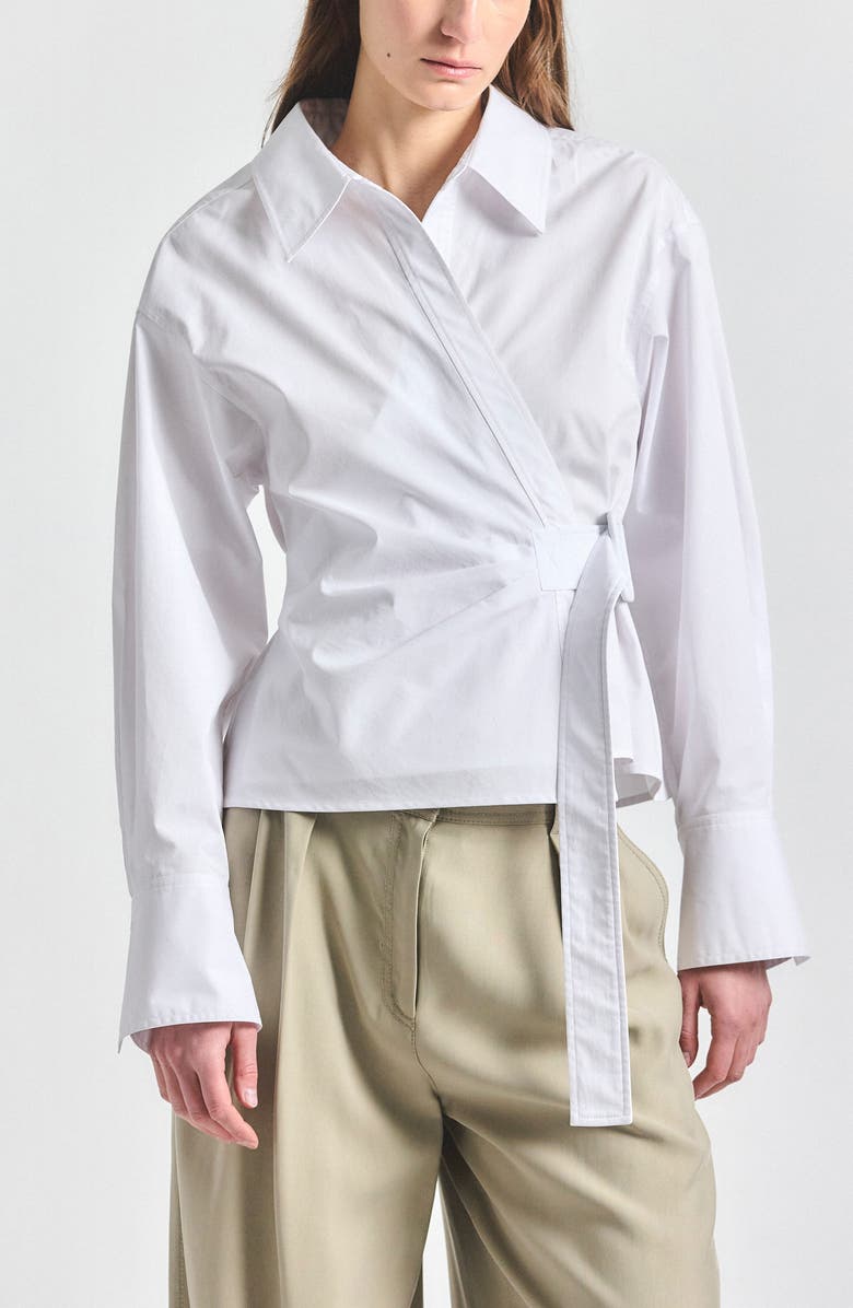 Derek Lam 10 Crosby Gavin Wrap Shirt, Main, color, White