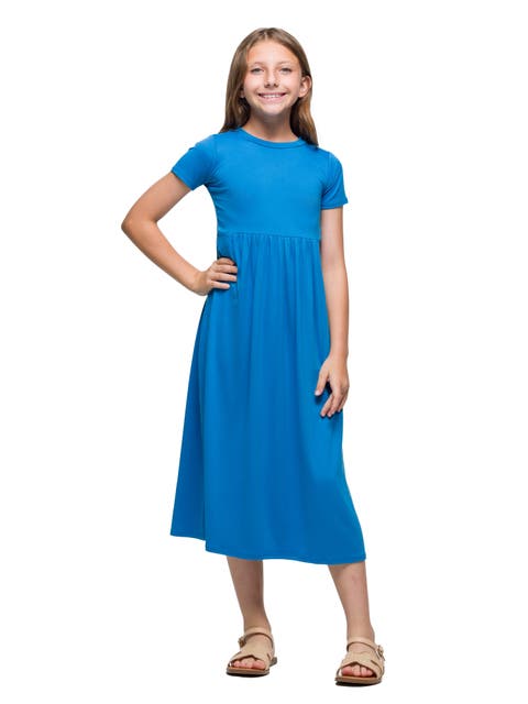 Short Sleeve Pleated Midi Dress
