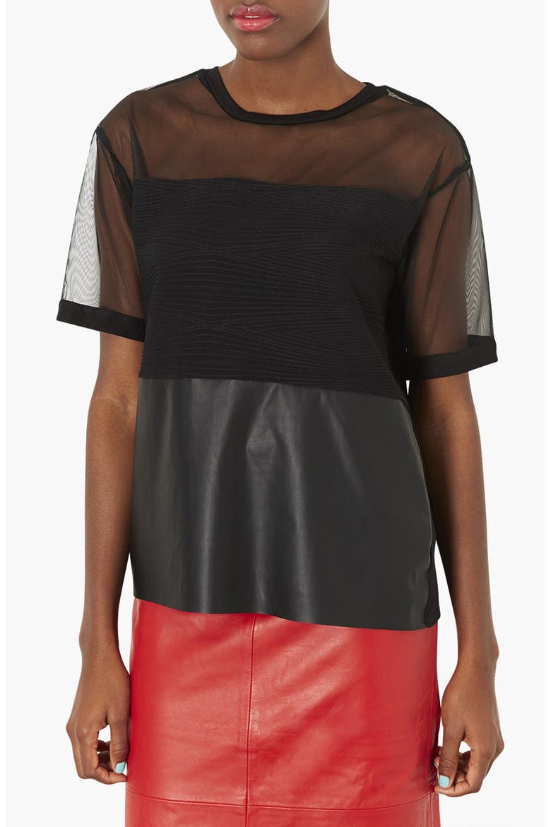 Mixed Media Tee, Main, color, BLACK