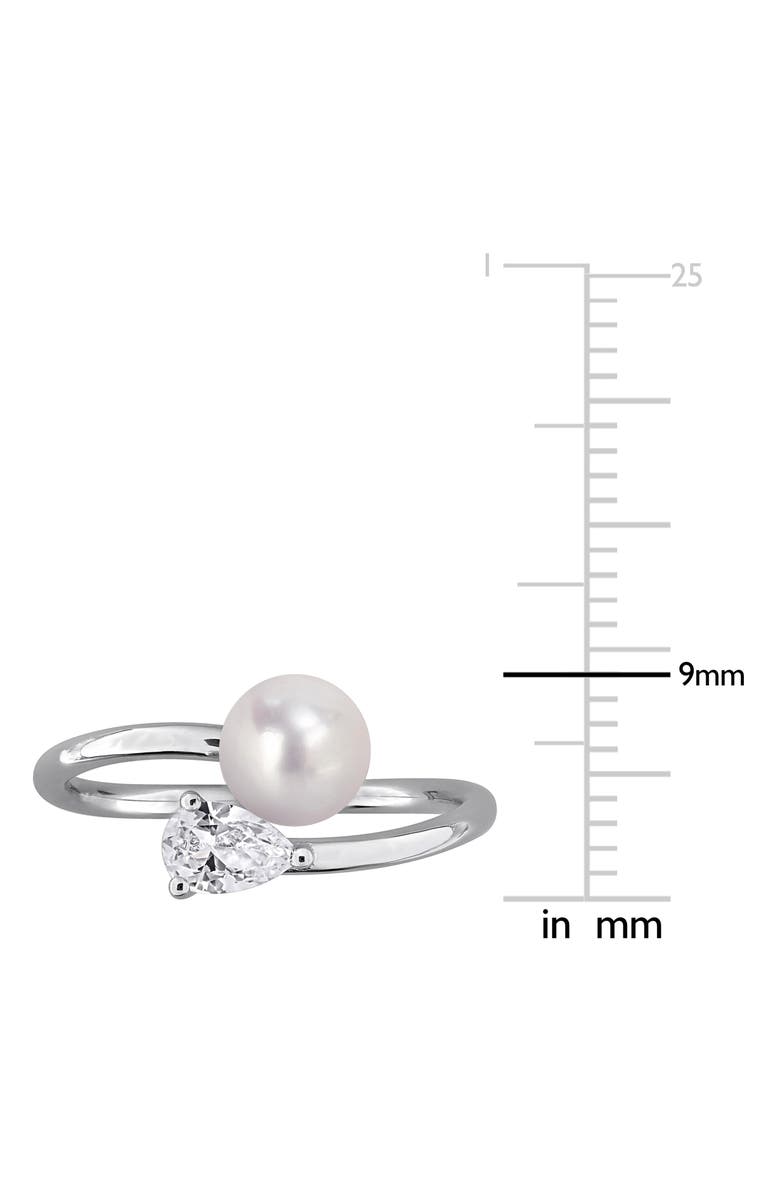 DELMAR 6-6.5mm Cultured Freshwater Pearl & Stone Bypass Ring, Alternate, color, White