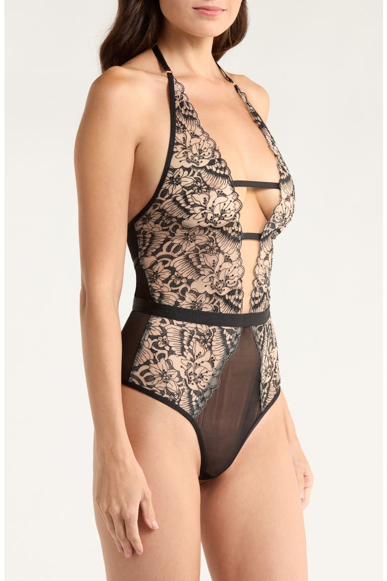 Delphine Embroidered Bodysuit, Alternate, color, BLACK