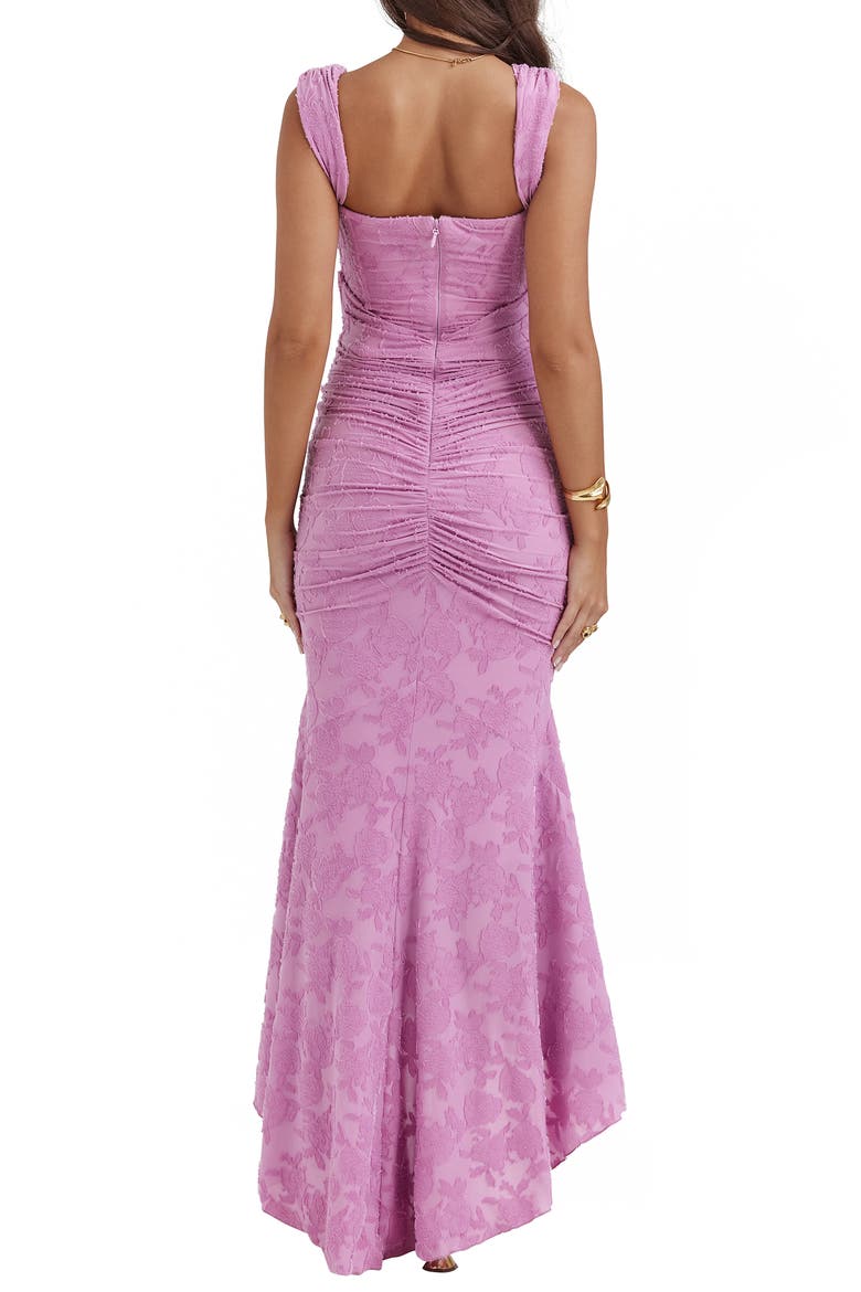 Cesca Floral Ruched High-Low Corset Dress, Alternate, color, WARM PINK