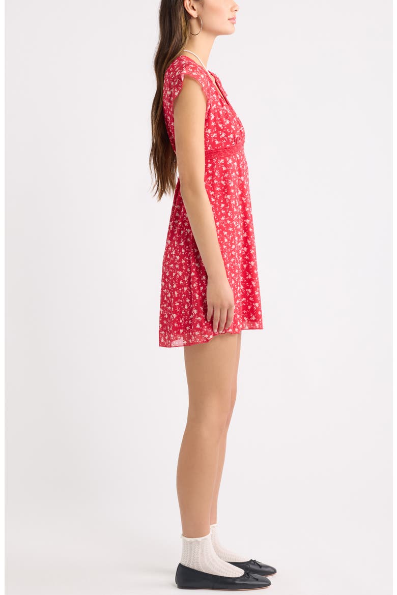 Lace Trim Flutter Sleeve Minidress, Alternate, color, RED- IVORY JENNA ROSE