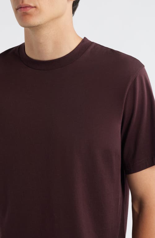 Frame Short Sleeve Light Cotton Tee In Burgundy