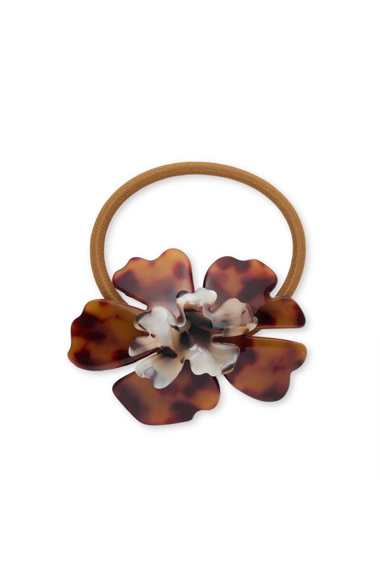 Lele Sadoughi Hibiscus Genie Hair Tie, Main, color, Tortoise 200