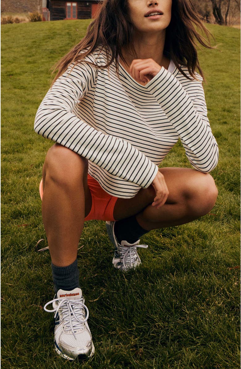 COTTON ON BODY Women's Active Stripe Longsleeve, Alternate, color, Dark Water White Stripe