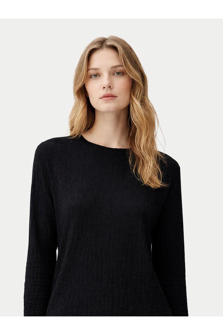 Silk Cashmere Textured Sweater, Alternate, color, black