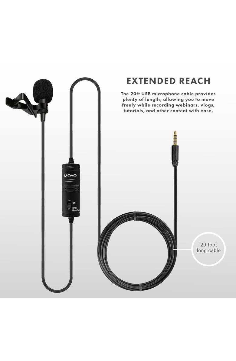 MOVO Universal USB Computer Microphone with USB Adapter Compatible with Laptop, PC and Mac, Smartphones, Cameras, Alternate, color, Black