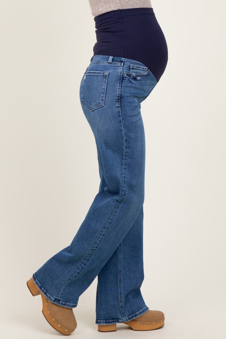 Classic Wash Wide Leg Maternity Jeans, Alternate, color, Navy Blue
