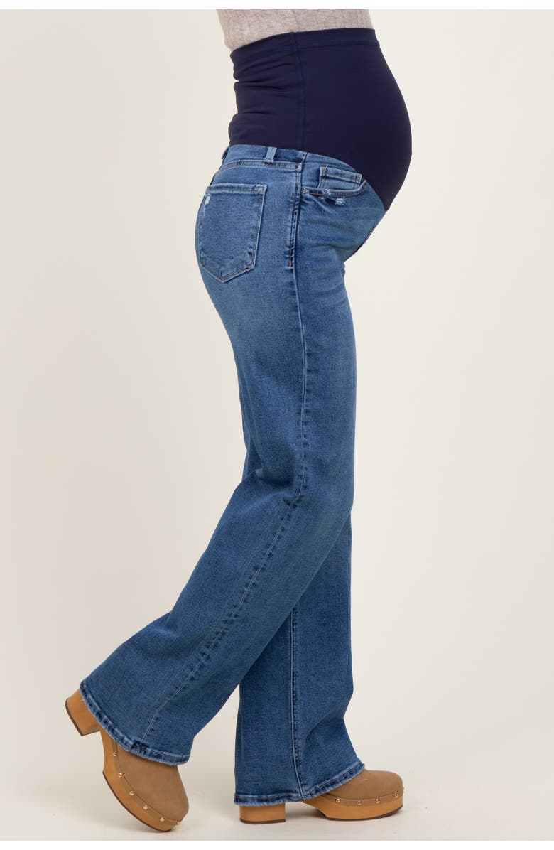 PinkBlush Classic Wash Wide Leg Maternity Jeans, Alternate, color, Navy Blue