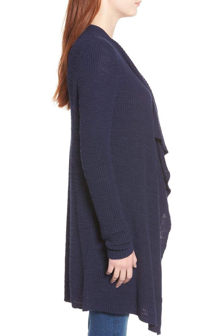 Drape Collar Cardigan, Alternate, color, NAVY PEACOAT