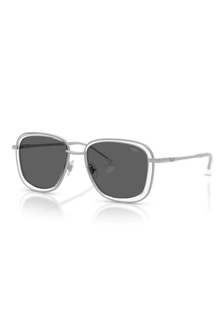 DL1017 52mm Square Sunglasses, Alternate, color, MATTE SILVER / SOLID GREY