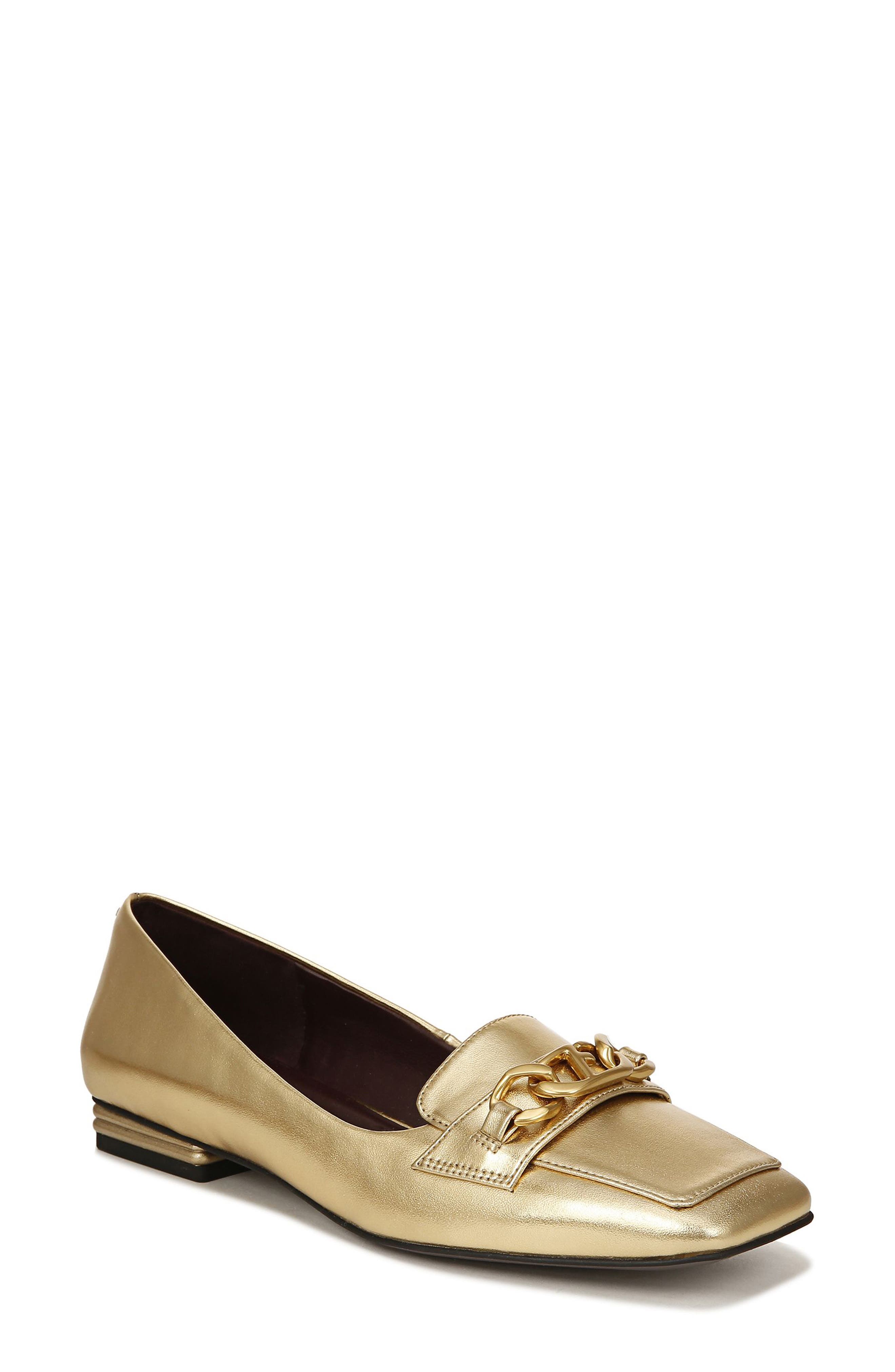 Tiari Chain Square Toe Loafer, Main, color, GOLD