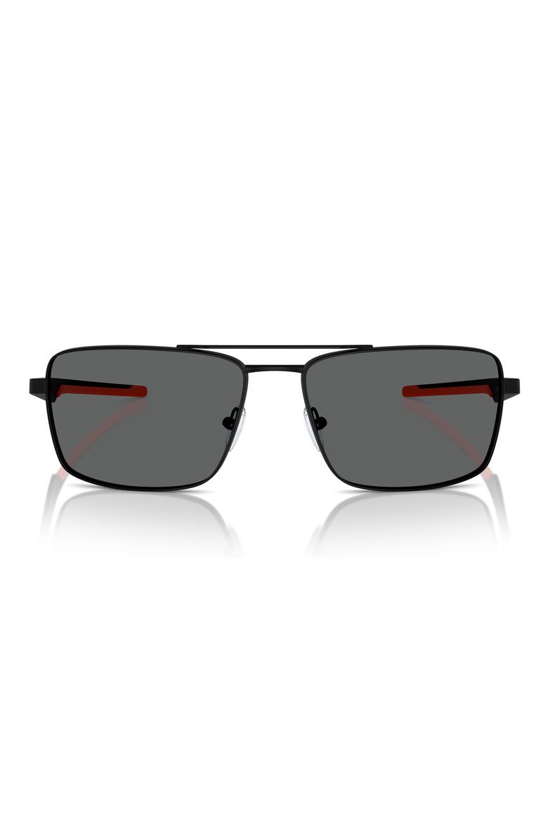 60mm Rectangular Aviator Sunglasses, Main, color, MATTE BLACK