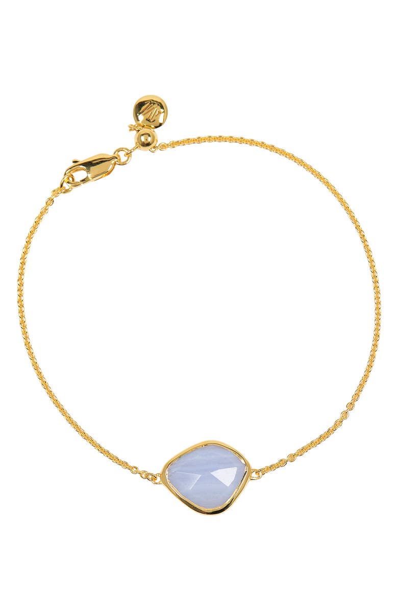 Monica Vinader 18K Gold Vermeil Siren Blue Lace Agate Nugget Bracelet, Alternate, color, Gp
