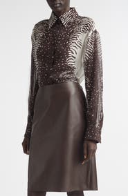 FERRAGAMO Animal Print Silk Chiffon Button-Up Shirt