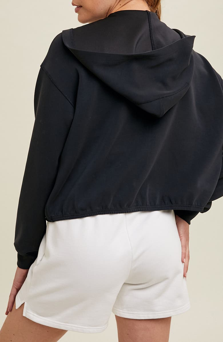 WISHLIST Active Relaxed Crop Zip Hoodie, Alternate, color, Charcoal