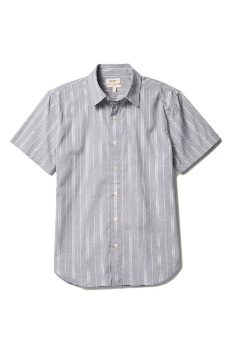 Bonobos Riviera Slim Fit Stripe Short Sleeve Button-Up Shirt, Alternate, color, Textured Toby Stripe
